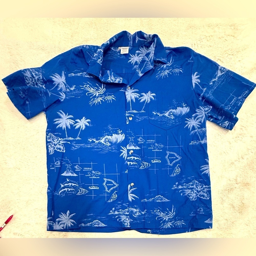Palmwave Hawaii Blue Hawaiian Shirt - Size XXL